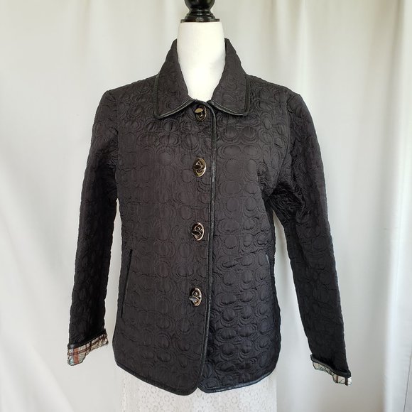 BOURGEOIS petite Black quilted, plaid lined, toggle fastener jacket - Picture 4 of 16